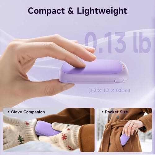 Bearwind Electric Hand Warmers Rechargeable, 2 Pack Magnetic Design, Purple — view 5