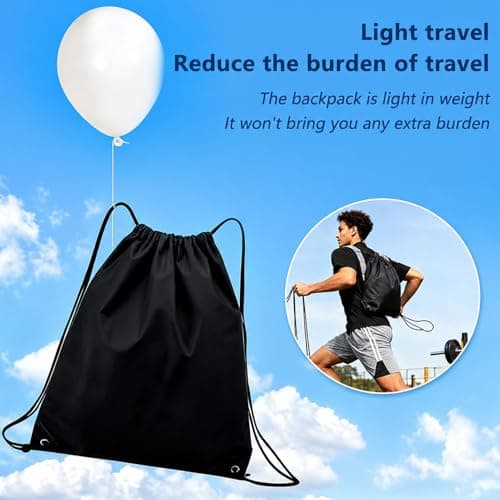 Vexorlian 3‑Pack Black Waterproof Drawstring Gym Bags – Sports Cinch Sack Backpack for Outdoor, Gym, Travel & Swimming — view 5