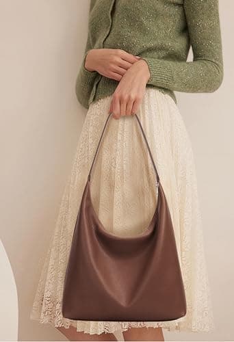 KALIDI Vegan Leather Tote Bag Women Hobo Zipper Shoulder Handbag Slouchy — view 3