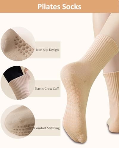 Yikki 4 Pairs Pilates Grip Socks, Reformer Yoga Socks for Women — view 3
