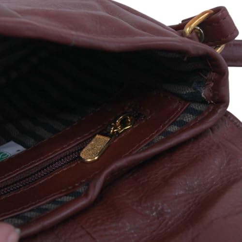 Luigi's Genuine Leather Cross-Body Bag – Adjustable Strap, Magnetic Lock, Zipper Pockets, Elegant Design(Cognac) — view 4