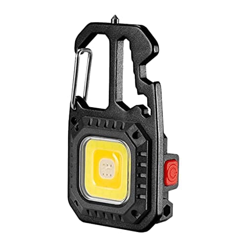 Mini Rechargeable Keychain Flashlight 7 Lighting Modes Portable Cob Light With Corkscrew Screwdriver For Outdoor Fishing Hiking Camping Emergency (Black, One Size)