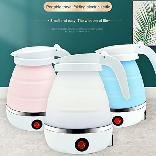 Collapsible Electric Kettle, Portable for Outdoor Travel, 220V Silicone Electric Water Kettle Boiler, Foldable with Separable Power Cord for Outdoor Hiking Camping, Blue — view 3