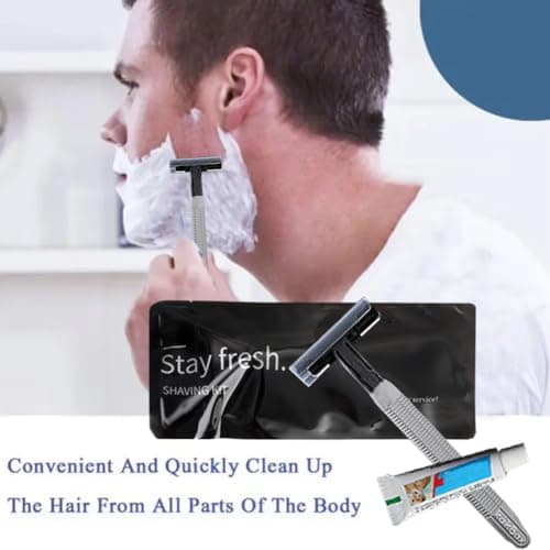 12Pack Luxury Individually Wrapped Travel Twin Blade Disposable Razors Kit with Shave Cream; Clean and Hygienic; Sensitive Skin Guest Shaving Razor for Hotel, Salon,Spa,Home Care and Travel — view 6
