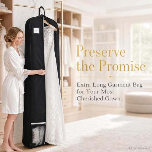 Extra Long Wedding Dress Garment Bag With Shoe Pocket, Heavy Duty Breathable Suit Cover, Dustproof Travel Dress Carrier For Gowns, Coats And Formal Wear, 72 Inch (182cm) — view 4