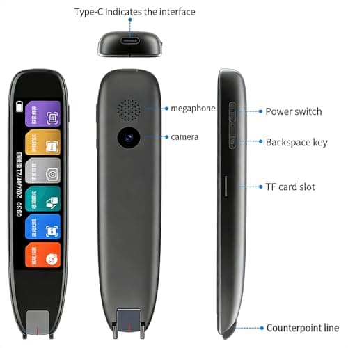 Scan Reader Pen for Dyslexia - 142 Language Translator with Real-Time Text-to-Speech & Scan to Text - Portable Reading Pen Smart Reading Aid for Elderly, Kids & Students — view 2