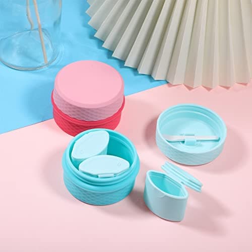2 Pack Travel Containers for Toiletries, 3 Compartments Leak-proof Silicone Cream Jars Travel Size Organizer for Makeup Face Cream — view 3