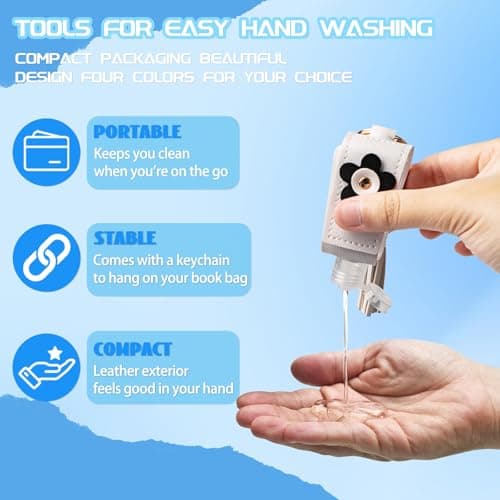 GTILE - 4 Pcs 30ml Hand Sanitizer Keychain Portable Rechargeable Hand Sanitizer for Changing Pad Lotion Liquid Soap Shampoo Coffee Black White Navy M — view 4