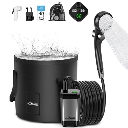 WADEO Portable Camping Shower, [6000mAh] [20L Collapsible Bucket] Rechargeable Battery Shower Pump, Outdoor Shower Kit for Beach, Pet, Travel, Car
