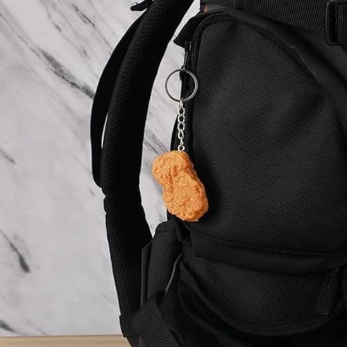 ASREJUR Realistic Chicken Nugget Keyring,Chickens Nuggets Gifts,Funny Gifts Chickens Nugget Keyring Chain,Cute Fried Chicken Nuggets,for Suitcases Handbag Purse Keys Accessories Festival Christmas — view 6