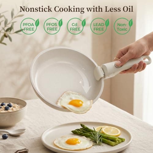 YASHE 9Pcs Granite Nonstick Pans and Pots Set, Oven Safe, Stackable — view 3