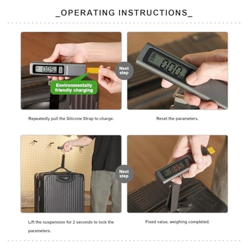 ECSiNG Portable Luggage Scale Battery Free - Digital & Backlit LCD Display, Luggage Weight Scale, 110 lbs/50 kg, For Travel, Airplane, Shipping, Shopping, Outdoor — view 3