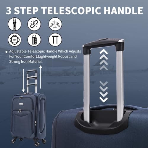 FLYMAX 29" Large Super Lightweight 4 Wheel Suitcase Luggage Expandable with Wheels Navy — view 6