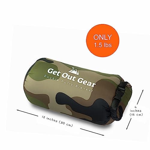 Get Out Gear Cozy Camo Camping Blanket - Puffy, Packable, Lightweight and Warm | Ideal for Outdoors, Travel, Stadium, Festivals, Beach, Hammock |Water-Resistant Backpacking Quilt — view 4