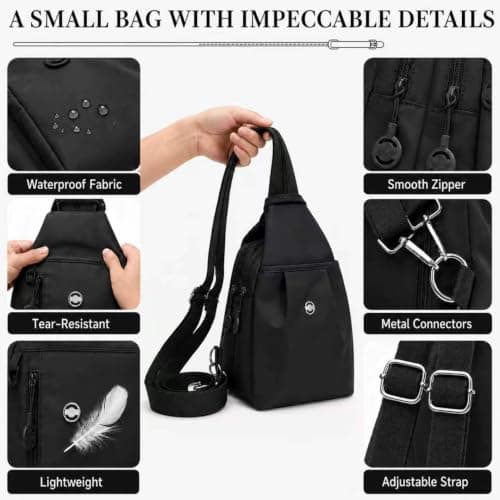 DVDVBOOM Anti Theft Backpack for Women, Convertible Backpack With Multi Pocket, Anti Theft Crossbody Bag Women Chest Shoulder Bags (Black) — view 5