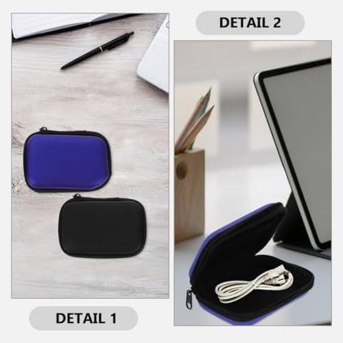 2 Pcs Portable Cable Storage Bag for Earphone Travel Nylon Rectangle — view 3
