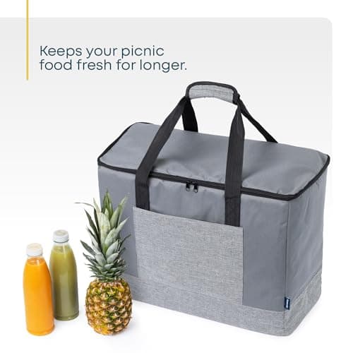 Fineway 60L Large Cool Bag - Thermal Large Cooling Bag with Shoulder Strap, Insulated Shopping Bags for Frozen Food - Water-Resistant Freezer Bags for Shopping, Grocery, Picnic, Camping, Beach, Travel — view 4