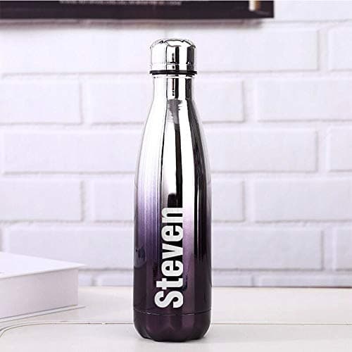 Personalised Insulated Water Bottle Vacuum Flask | Stainless Steel | 12 Hours Hot & 24 Hours Cold | Gifts of Fathers Day Christmas | 500ML / 17oz | Bottles for Hiking Outdoor(Silver-Black) — view 3
