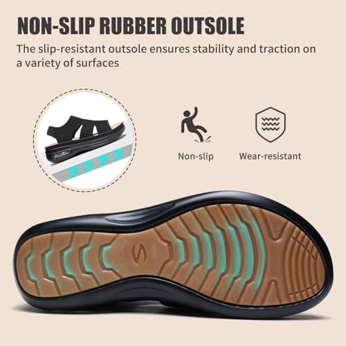 Hanani Women Walking Sandals Air Cushion Support Platform Elastic Ankle Strap Sport Slingback Ladies Open Toe Ourdoor Summer Shoes Comfortable Casual Wedge Sandals Washable Slide Sport Girls — view 6