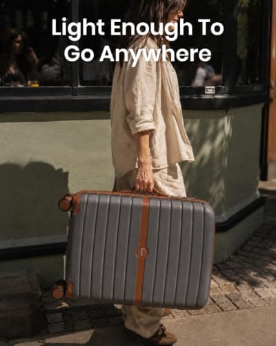 Kono Medium Hard Shell Suitcase, Lightweight ABS+PC Checked Luggage,Grey — view 5