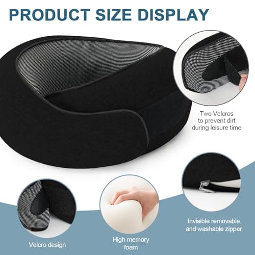 Purecas Memory Foam Travel Neck Pillow, 360° Support with Eye Mask&Earplugs — view 3