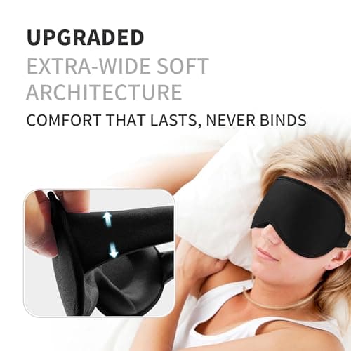 3D Sleep Mask for Men Women 2 Pack, Blackout Eye Mask for Sleeping Eye Mask for Side Sleeper, Memory Foam Adjustable&Washable, Airplane Travel Essentials Couples Yoga Meditation Office Black & Black — view 6