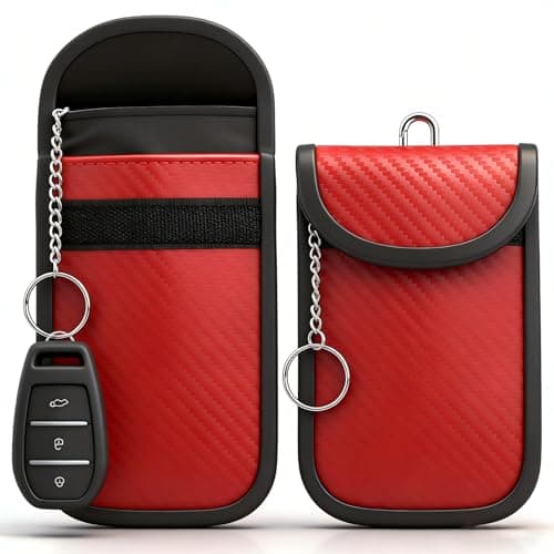 Diyife 2 Pack Faraday Pouch, RFID NFC Car Key Signal Blocker Pouch, Full Shielding Keyless Entry Anti-Theft Relay Attack Faraday Bag for Car Motorcycle Keys, Bank Cards and ID Cards, Red