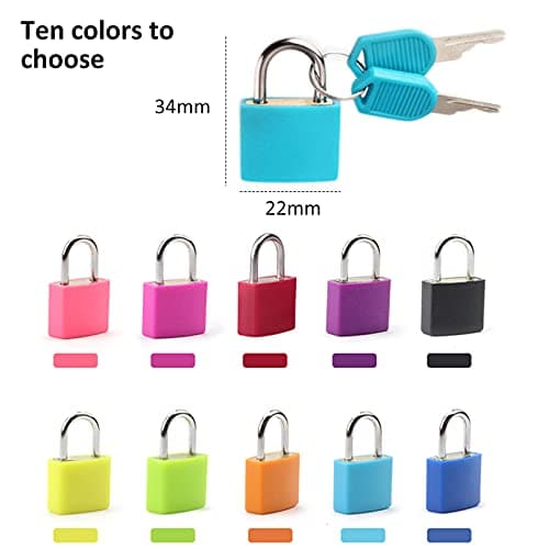 10 Pack Small Colored Padlocks,Mini Suitcase Locks Key Padlock Multicolor Coated Metal Padlocks with Keys for School Gym Locker Baggage Locks Filing Cabinets Toolbox — view 2
