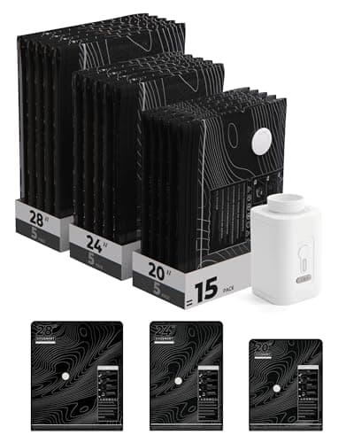 BAGSMART Travel Vacuum Storage Bag with Pump, 15 Pack Compression Saver Bag