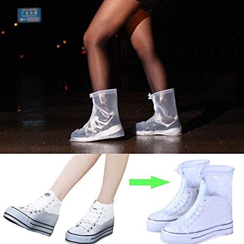 Waterproof Shoe Covers Clear PVC Zip Overshoes Reusable Travel — view 5