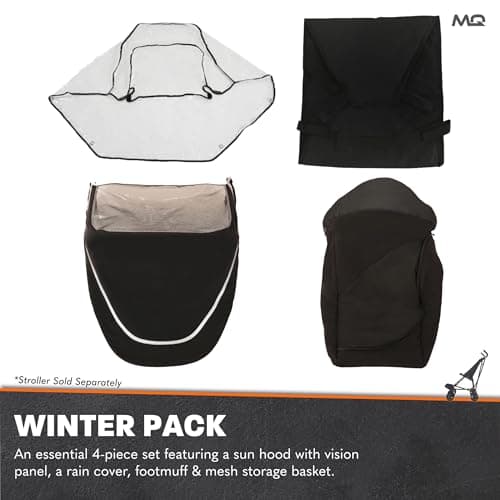MobiQuip XL Pushchair Winter Accessories Pack - Sun Hood with Vision Panel, Rain Cover, Footmuff & Storage Basket - Official Add-Ons for MobiQuip Special Needs Buggy - Coordinates with Black Stroller — view 2