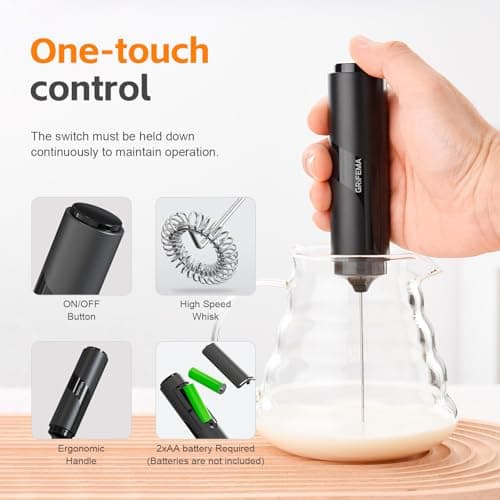 GRIFEMA Milk Frother Handheld, Electric Whisk Battery Operated — view 4