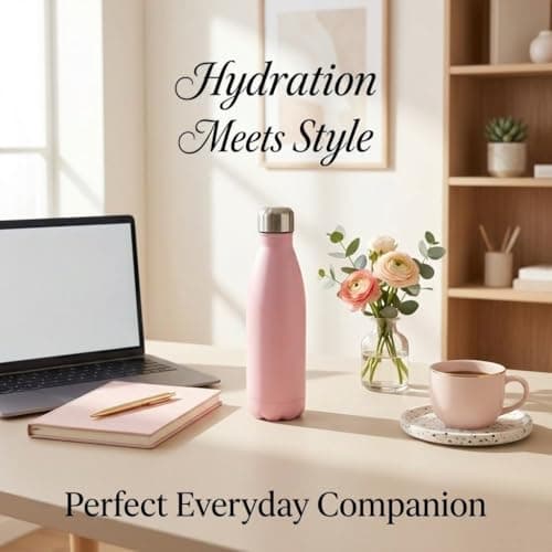A2Z Stainless Steel Water Bottle 500ml Vacuum Insulated Flask Double Wall Leakproof Reusable Drinks Bottle for Hot & Cold Drinks Gym Travel 27x7cm 0.36kg Black Navy Pink Beige — view 6