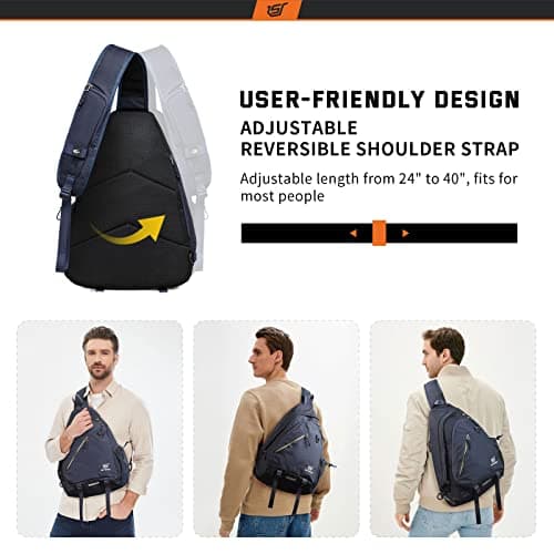 SKYSPER Sling Laptop Bag (Up to 13 Inch) - 18L Crossbody Sling Backpack Travel Shoulder Bag Hiking Daypack for Men Women(Navyblue) — view 6