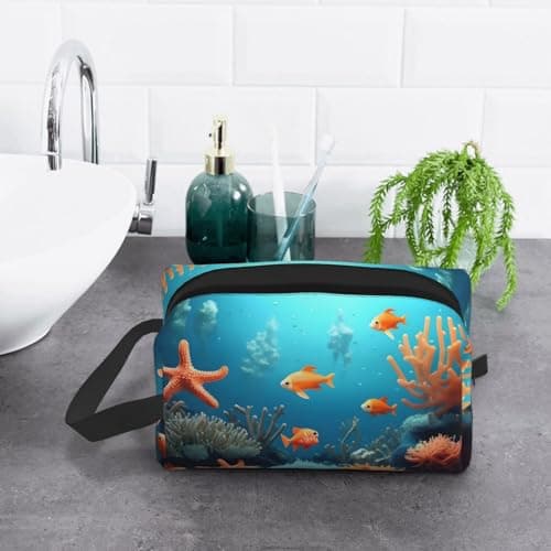 GaJher Large Travel Cosmetic Bag â€“ Reusable Coral Fish underwater Print Toiletry Dopp Kit, Portable Organizer for Makeup, Daily Essentials, White, One Size — view 6