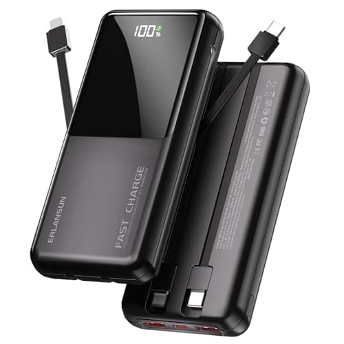 Power Bank Fast Charging 20000mAh 22.5W Portable Charger with Built-in Cables USB-C PD3.0 QC4.0 Powerbank Battery Pack with LCD Display for iPhone 17 16 15 14 13 Android and more
