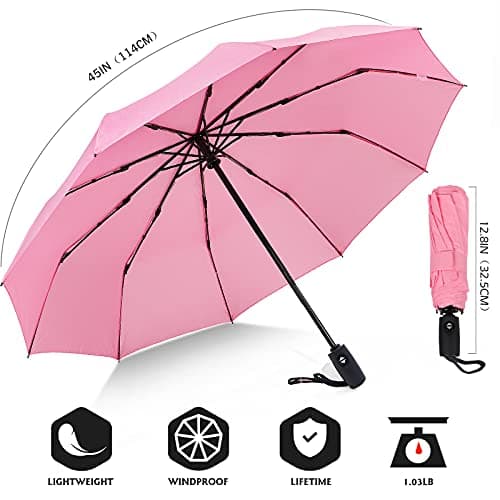 ZOMAKE Compact Umbrella Windproof,Travel Small Umbrella (46in-Pink) — view 2