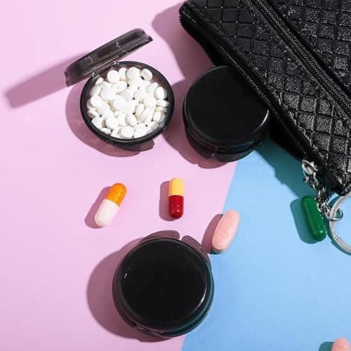 3 PCS Small Mini Pill Organizer, Portable Mini Pill Case, Single Pill Box, Small Tablet Box, for Vitamins, Fish Oil & Supplements(Black) — view 6