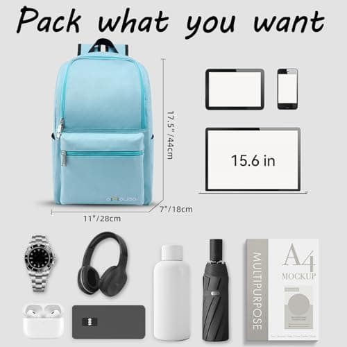 OMOUBOI Laptop Backpack for Men Women Fits 14-15.6 Inch Laptop Lightweight Bookbag School Rucksack Work Bags Anti Theft Casual Daypack for Tennis, Hiking Weekender Travel Business College, Sky Blue — view 3