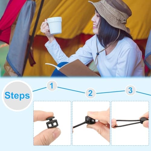 PATIKIL Plastic Cord Lock, 10 Pack Double Hole Spring Cord Toggle Stopper Slider Stops Fastener End for Paracord, Camping, Hiking, Shoelace Replacement, Clear — view 4