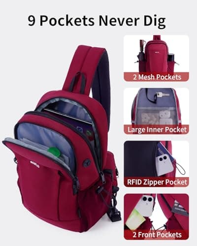 ECOHUB RFID Blocking Sling Bag, Anti-Theft Crossbody Bag for Travel, Sports — view 5