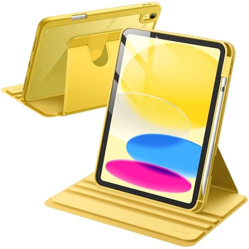 JETech 360° Rotating Case for iPad (A16) 11th/10th Gen, Yellow