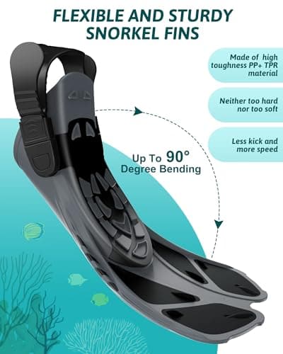 Lealinga Snorkel Set Adults, Full Face Snorkel Mask with Flippers — view 6