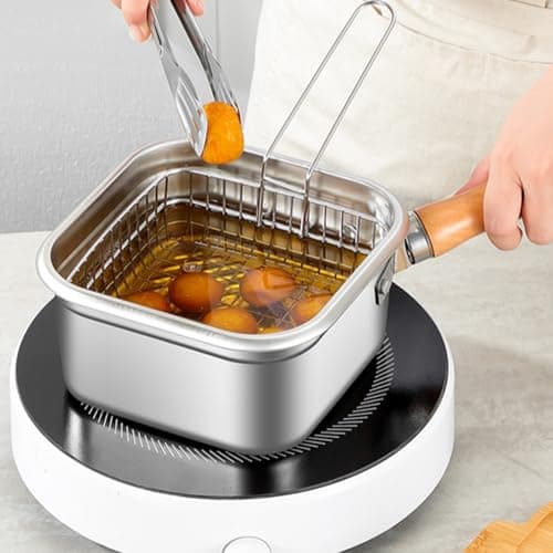 Deep Fryer With Basket - Home Deep Fryer | Spill Proof Kitchen Frying Pan, Frying Pot For Camping, Beach, Travel, Hiking, And Dining Room Cooking, Durable Non-Stick, Easy To Clean — view 5