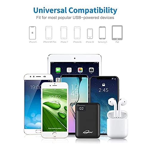 Small Portable Phone Charger 10000mAh Quick Charge 2.4 A Power Bank External Battery Packs Dual Ports with LCD Display Powerpack Compatible for iPhone Huawei iPad Samsung Nintendo Switch and Tablets — view 3