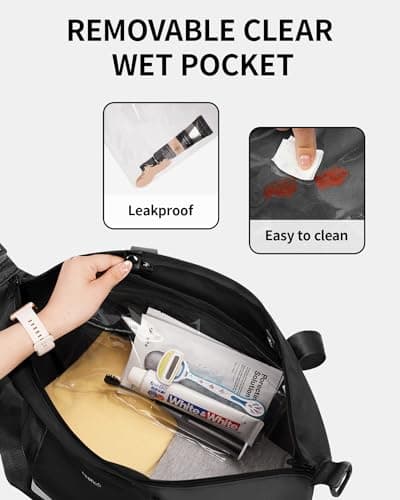 ECOHUB Ryanair Cabin Bags 40x30x20, 24L Underseat Hand Luggage Bag, Foldable Carry On Bag with Removable Wet Pocket, Water-Resistant Overnight Hospital Weekend Bag for Women, Black (Patent Pending) — view 3