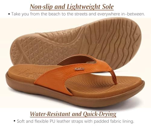 KuaiLu Womens Arch Support Flip Flops Yoga Mat Cushioned Orthopedic Sandals — view 5