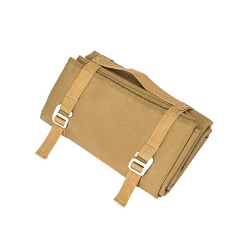 M.J COMFY-LIFE Thick 600D Oxford Camping Mat, Waterproof Foldable Picnic Blanket, Multifunction Outdoor Tent Carpet Sandproof Ground Mat for Camping Hiking Beach Festival Travel Recreation, Khaki