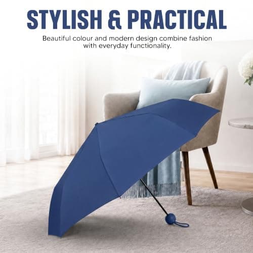 BMLIMITED BML Dark Blue Mini Folding Travel Umbrella Windproof Lightweight Portable Compact Pocket Umbrella for Men and Women Rain and Sun Protection with UV Protection — view 3