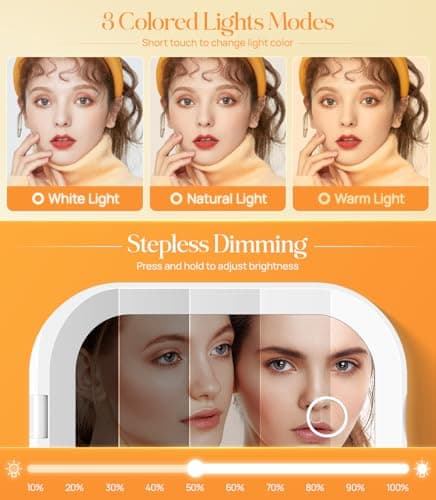 Gospire Lighted Travel Makeup Mirror with Light and Magnification 3X, White — view 5